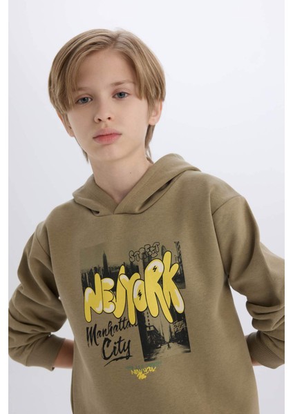 Erkek Çocuk Kapüşonlu Baskılı Sweatshirt D3037A824WN