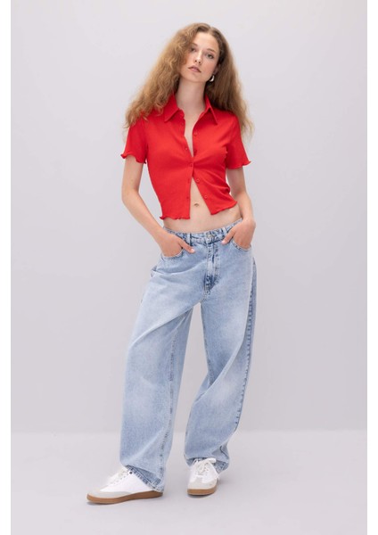 Fitted Bürümcük Kısa Kollu Gömlek D3527AX24HS