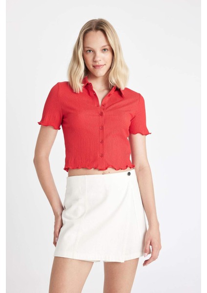 Fitted Bürümcük Kısa Kollu Gömlek D3527AX24HS