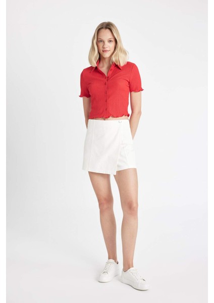 Fitted Bürümcük Kısa Kollu Gömlek D3527AX24HS