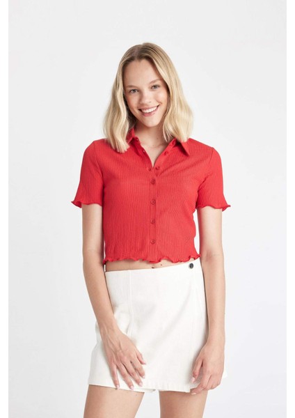 Fitted Bürümcük Kısa Kollu Gömlek D3527AX24HS