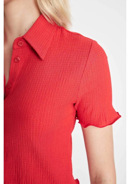 Fitted Bürümcük Kısa Kollu Gömlek D3527AX24HS