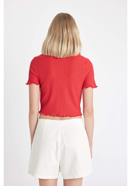 Fitted Bürümcük Kısa Kollu Gömlek D3527AX24HS