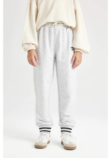 Kız Çocuk Beli Paçası Lastikli Baskılı Jogger Eşofman Altı D3205A824WN