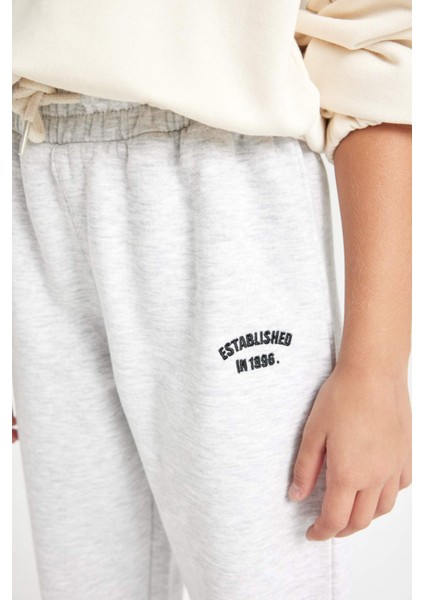 Kız Çocuk Beli Paçası Lastikli Baskılı Jogger Eşofman Altı D3205A824WN