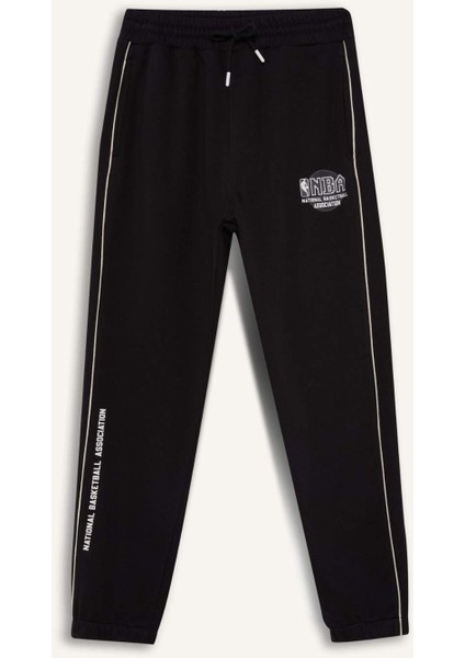 Fit Kalın Jogger Eşofman Altı NBA Wordmark Standart Fit Cepli Esnek Bantlı Paça D3231AX24WN