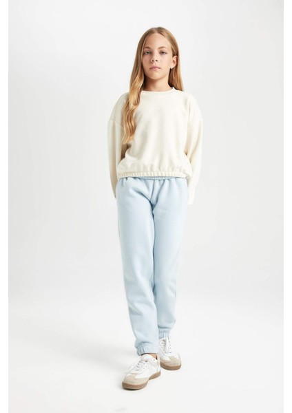 Kız Çocuk Standart Fit Beli Paçası Lastikli Basic Düz Jogger Eşofman Altı D3206A824WN