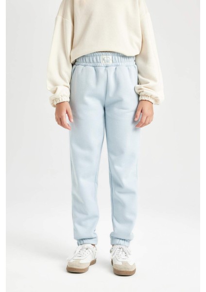 Kız Çocuk Standart Fit Beli Paçası Lastikli Basic Düz Jogger Eşofman Altı D3206A824WN