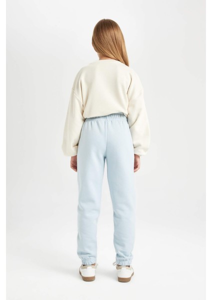 Kız Çocuk Standart Fit Beli Paçası Lastikli Basic Düz Jogger Eşofman Altı D3206A824WN