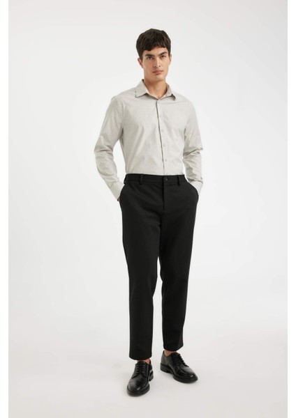 Modern Fit Modern Kesim Poplin Düz Pamuk Karışımlı Uzun Kollu Gömlek D3375AX24AU