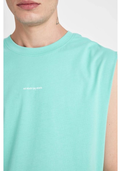 %100 Pamuk Boxy Fit Sırt Baskılı Bisiklet Yaka Atlet C5052AX24HS