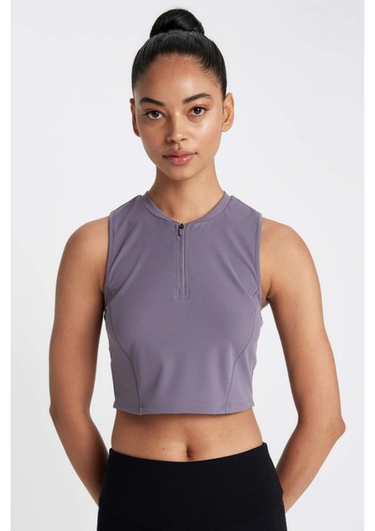 Fit Crop Bisiklet Yaka Sporcu Atlet D0638AX24AU