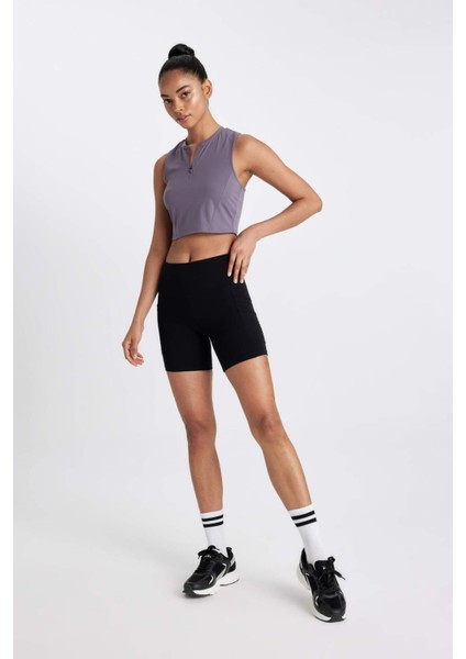 Fit Crop Bisiklet Yaka Sporcu Atlet D0638AX24AU