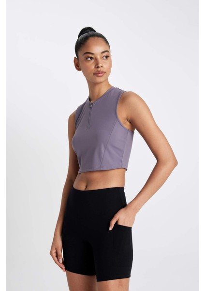 Fit Crop Bisiklet Yaka Sporcu Atlet D0638AX24AU