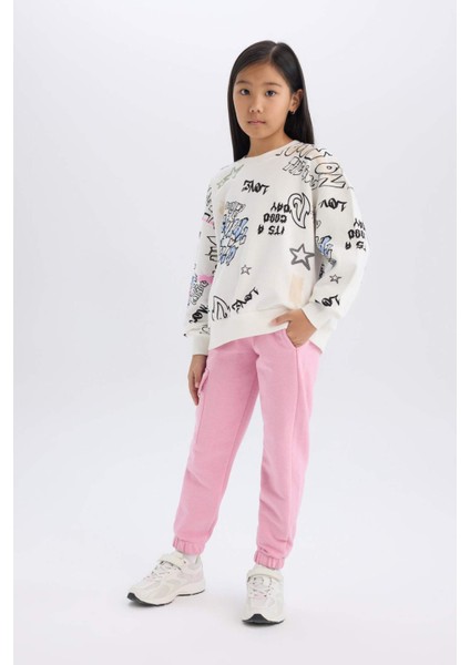 Kız Çocuk Kargo Cepli Beli Paçası Lastikli Jogger Eşofman Altı D2872A824WN