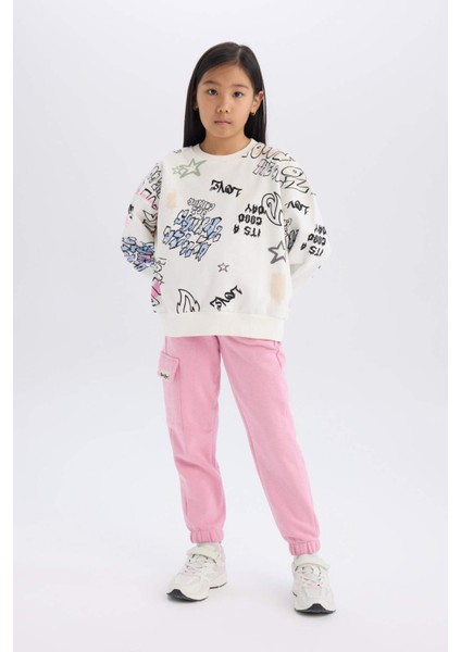 Kız Çocuk Kargo Cepli Beli Paçası Lastikli Jogger Eşofman Altı D2872A824WN