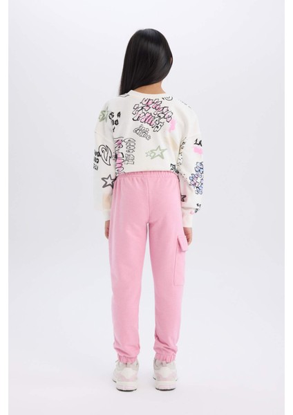 Kız Çocuk Kargo Cepli Beli Paçası Lastikli Jogger Eşofman Altı D2872A824WN