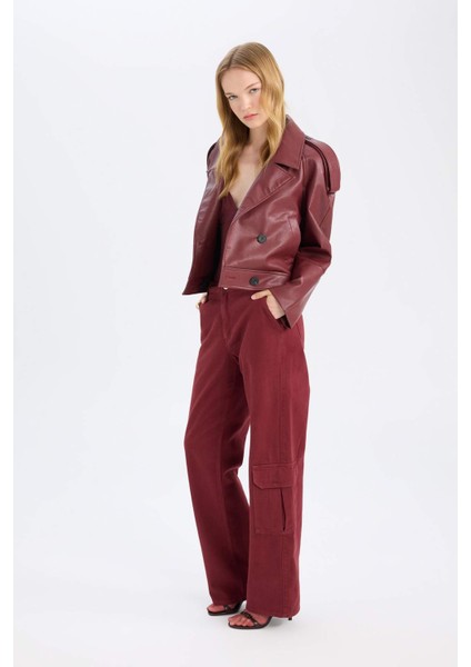 Straight Fit Gabardin Pantolon Kargo Cepli Normal Bel Düz Paça D3762AX24AU