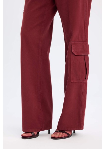 Straight Fit Gabardin Pantolon Kargo Cepli Normal Bel Düz Paça D3762AX24AU