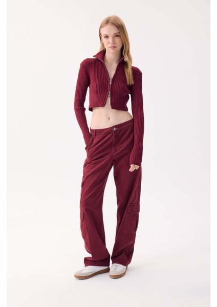 Straight Fit Gabardin Pantolon Kargo Cepli Normal Bel Düz Paça D3762AX24AU