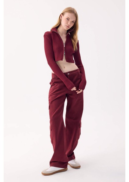 Straight Fit Gabardin Pantolon Kargo Cepli Normal Bel Düz Paça D3762AX24AU