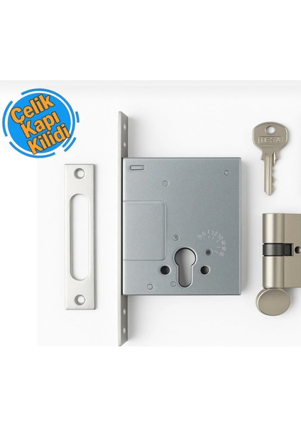 Silindirli Barelli Çelik Kapı Kilidi Üst