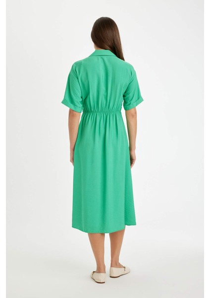 Regular Fit Gömlek Yaka Kısa Kollu Elbise D4055AXNS