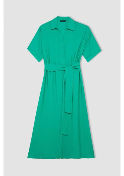 Regular Fit Gömlek Yaka Kısa Kollu Elbise D4055AXNS