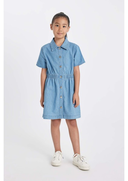 Kız Çocuk Kısa Kollu Yazlık Jean Elbise D3369A824HS