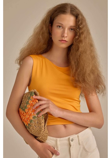 Fitted Kolsuz Basic Düz Tişört D3470AX24HS