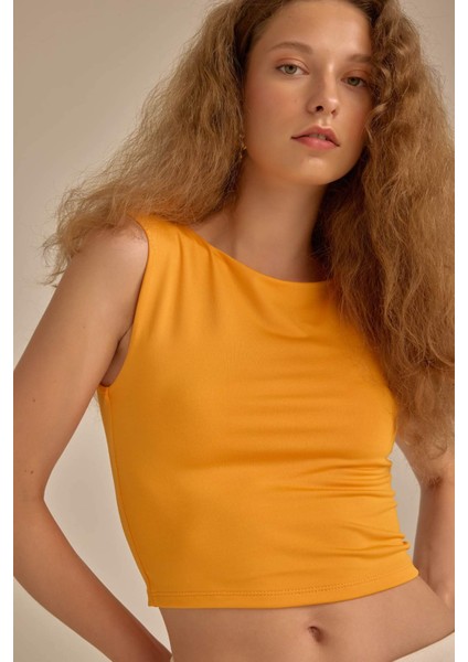 Fitted Kolsuz Basic Düz Tişört D3470AX24HS