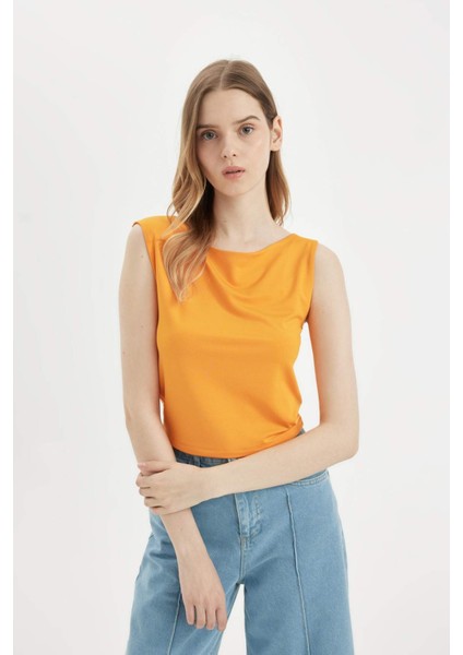 Fitted Kolsuz Basic Düz Tişört D3470AX24HS