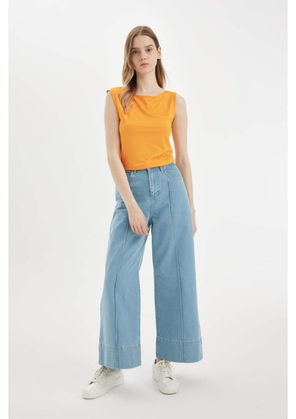 Fitted Kolsuz Basic Düz Tişört D3470AX24HS