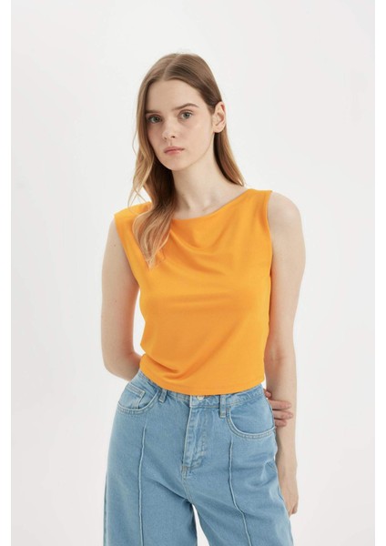 Fitted Kolsuz Basic Düz Tişört D3470AX24HS