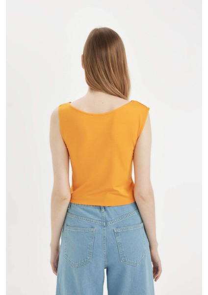 Fitted Kolsuz Basic Düz Tişört D3470AX24HS