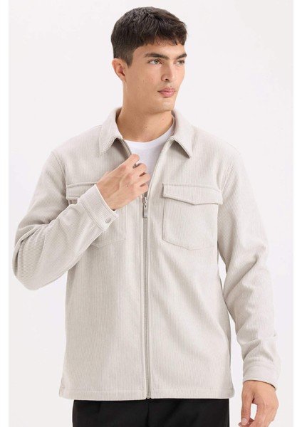Regular Fit Polo Yaka Fitilli Kadife Gömlek Ceket D3380AX24AU