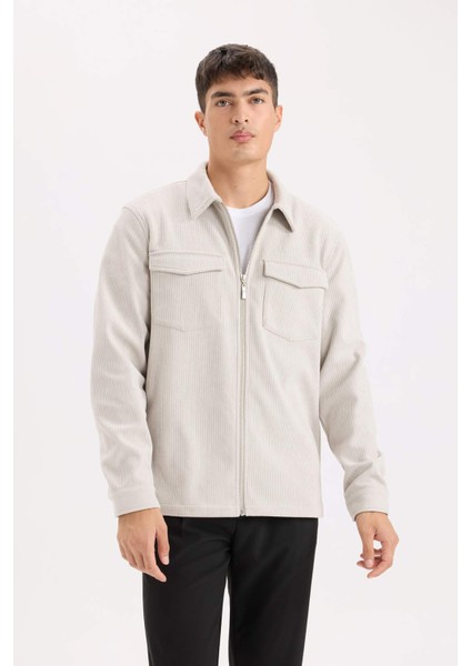 Regular Fit Polo Yaka Fitilli Kadife Gömlek Ceket D3380AX24AU