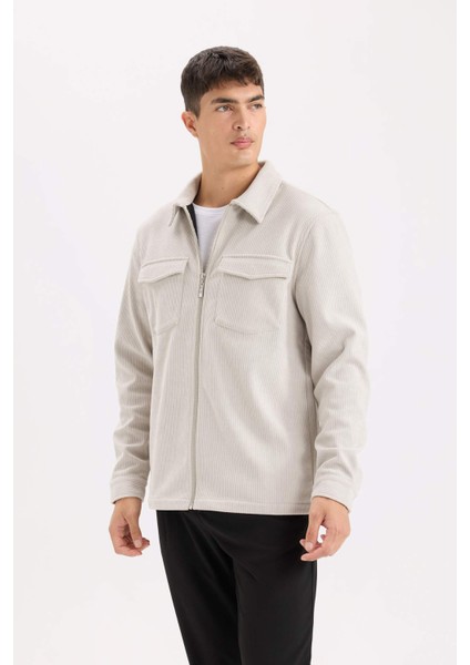 Regular Fit Polo Yaka Fitilli Kadife Gömlek Ceket D3380AX24AU