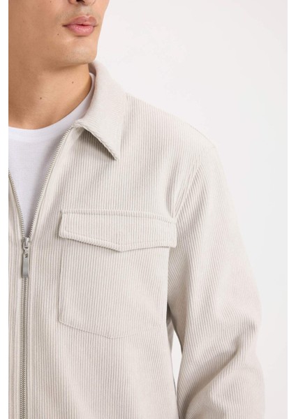 Regular Fit Polo Yaka Fitilli Kadife Gömlek Ceket D3380AX24AU
