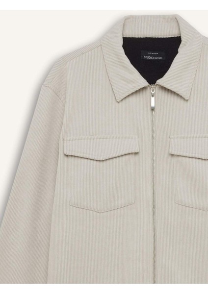 Regular Fit Polo Yaka Fitilli Kadife Gömlek Ceket D3380AX24AU