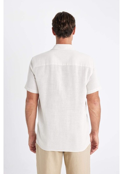 Regular Fit Yazlık Polo Yaka Pamuklu Basic Düz Kısa Kollu Gömlek D2924AX24SM