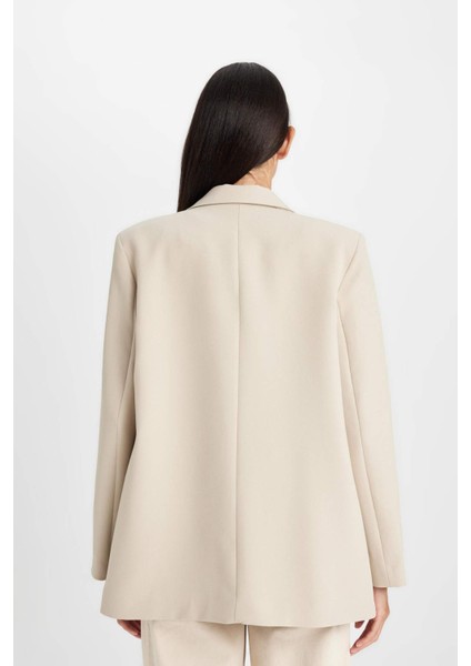Oversize Geniş Kalıp Ceket Yaka Düğmeli Basic Düz Blazer Ceket C2457AX24AU