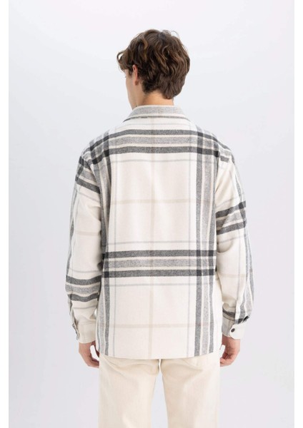 Regular Fit Polo Yaka Kareli Oduncu Flanel Uzun Kollu Gömlek D4133AX24WN