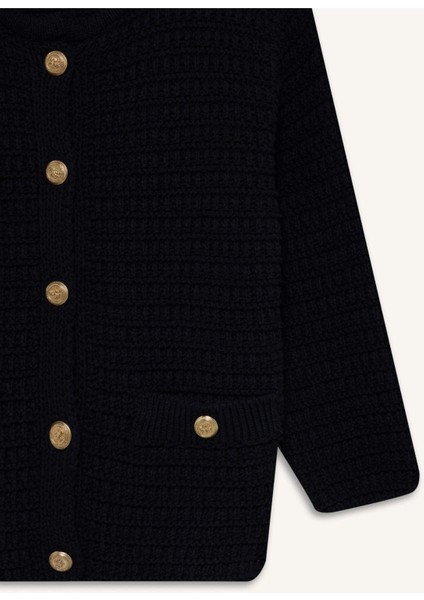 Regular Fit Bisiklet Yaka Dokulu Düğmeli Triko Hırka D3304AX24WN