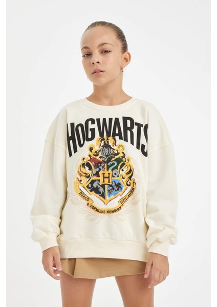 Kız Çocuk Harry Potter Oversize Geniş Kalıp Bisiklet Yaka Sweatshirt D3861A824AU