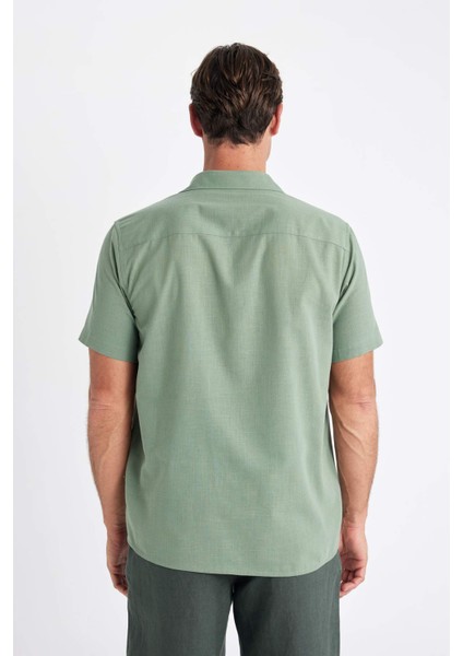 Regular Fit Yazlık Polo Yaka Pamuklu Basic Düz Kısa Kollu Gömlek D1057AX24SM