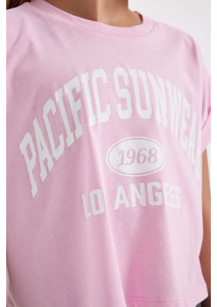 Kız Çocuk 2'li Takım Baskılı Kısa Kollu Tişört Tayt