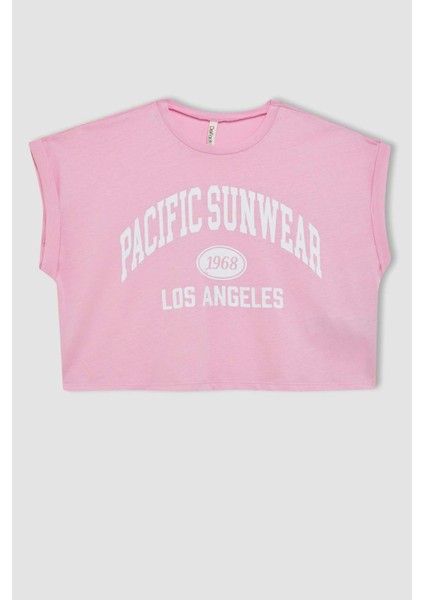 Kız Çocuk 2'li Takım Baskılı Kısa Kollu Tişört Tayt