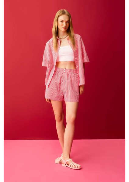 Regular Fit Normal Bel Kısa Paça Poplin Şort D3469AX24HS