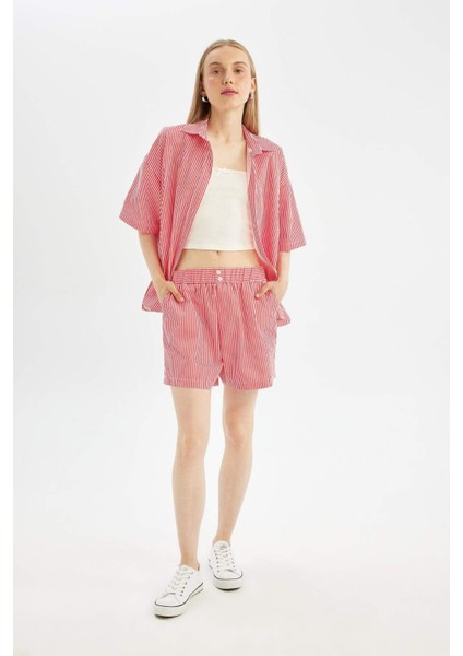 Regular Fit Normal Bel Kısa Paça Poplin Şort D3469AX24HS